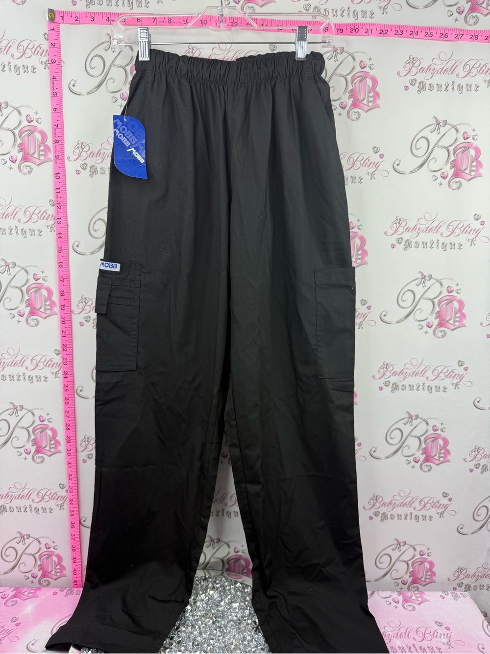 MOBB scrubs pants Unisex Black Cargo Track Pants with Elastic Waist brand new